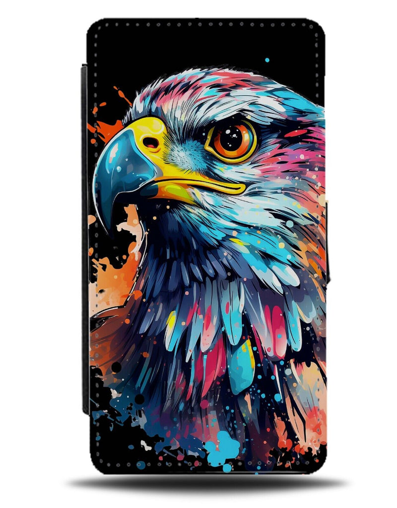 Colourful Eagle Head Pop Art Flip Wallet Case Eagles Face Bald American CZ30