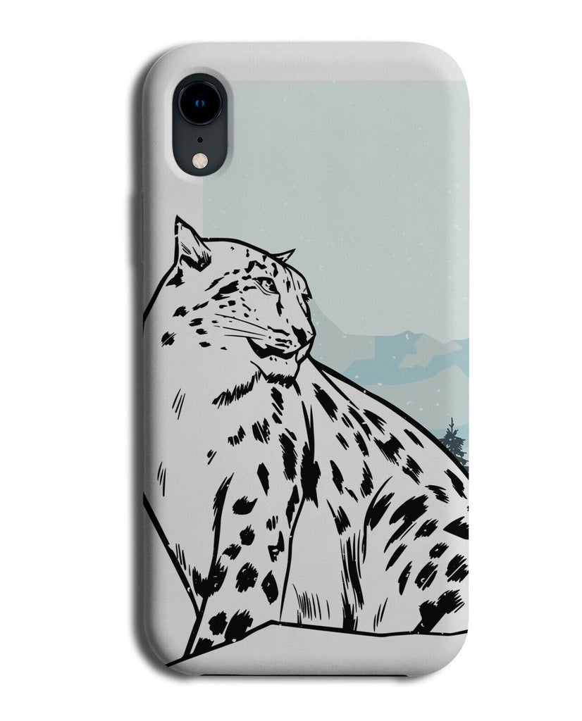 White Snow Leopard Cartoon Phone Case Cover Leopards Outline Artic Winter J688