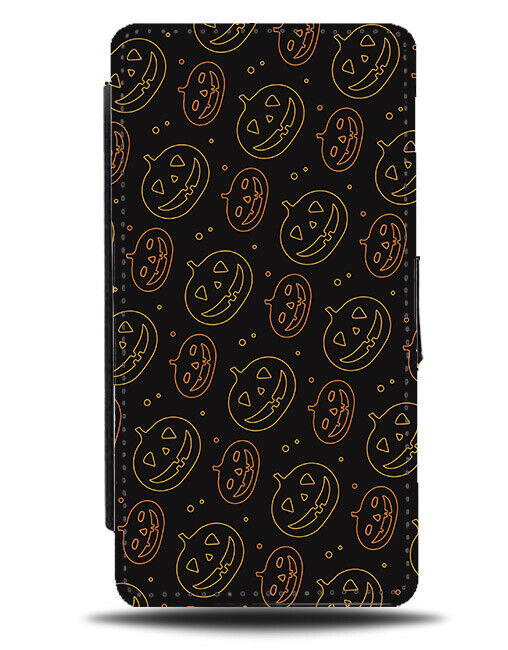 Pumpkin Halloween Pattern Flip Wallet Case Outline Outlines Shape Shapes N519