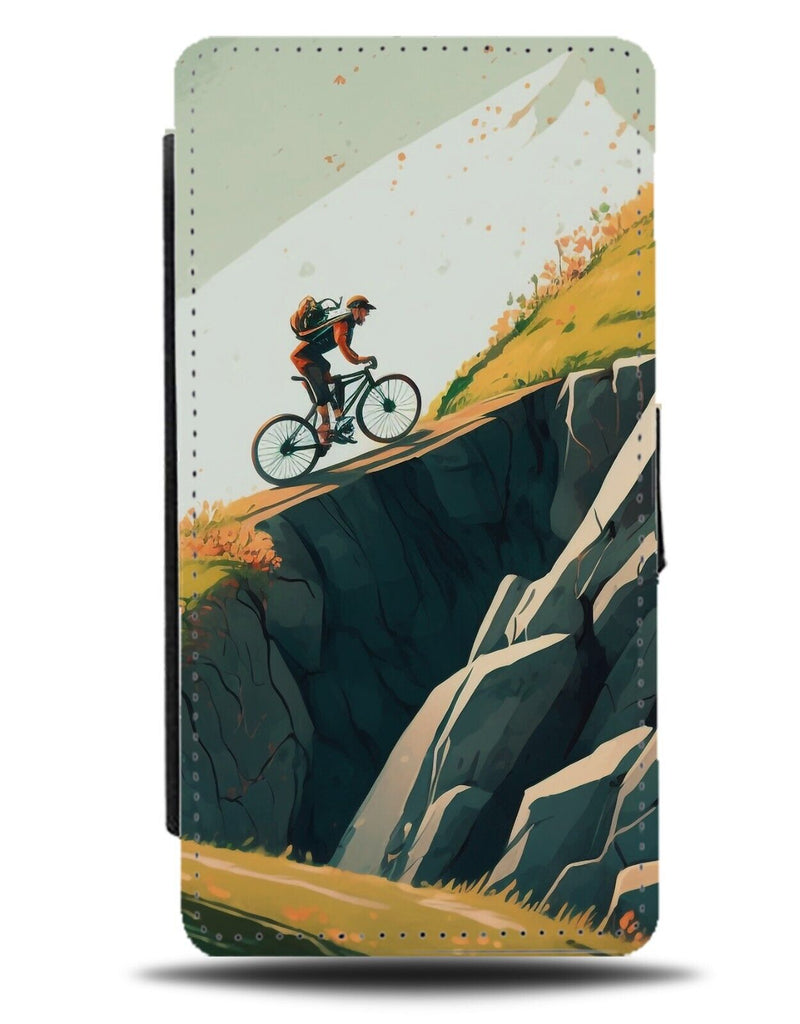 Mountain Bike Rider Flip Wallet Case Biker Uphill Cyclist Biking Hills BZ91