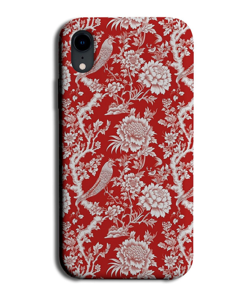 Chinese Themed Red Pattern Phone Case Cover Oriental Birds Bird China Style CL59