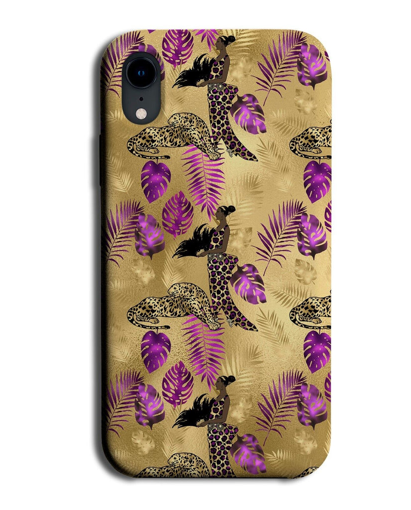 Golden Leopards Animal Pattern Phone Case Cover Leopard Purple Gold Foil AJ20