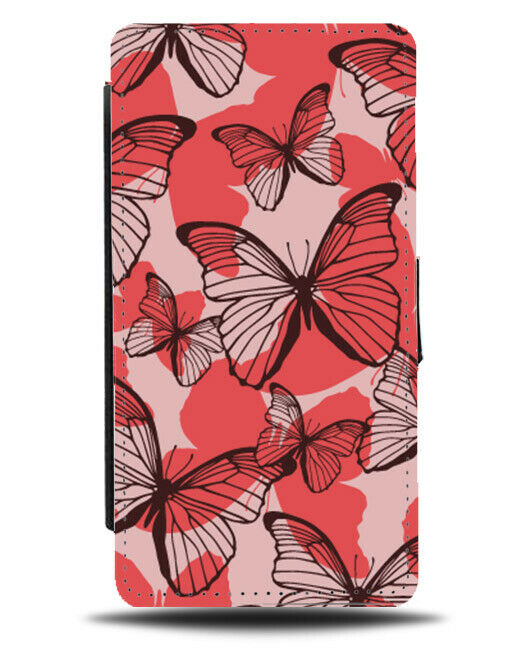 Funky Party Butterflies Flip Wallet Case Butterfly Red and Black Wings E919