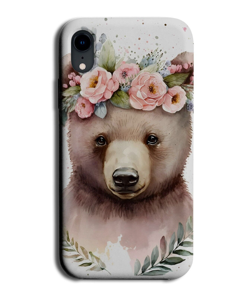 Baby Bear In Flower Crown Phone Case Cover Bears Floral Boho Watercolour BD02