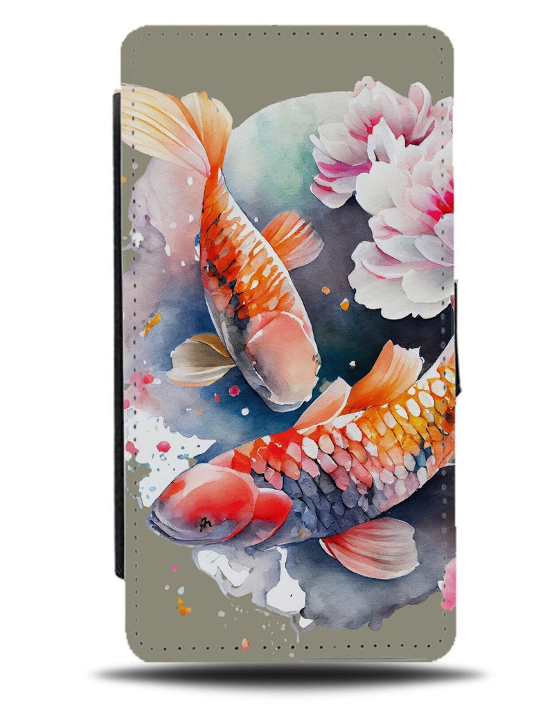 Koi Fish and Cherry Blossom Flip Wallet Case Blossoms Kois Japanese Fishes AU61