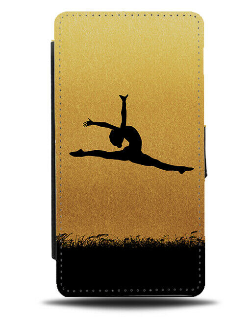 Gymnastics Flip Cover Wallet Phone Case Dancer Dancing Dancing Gold Golden i594