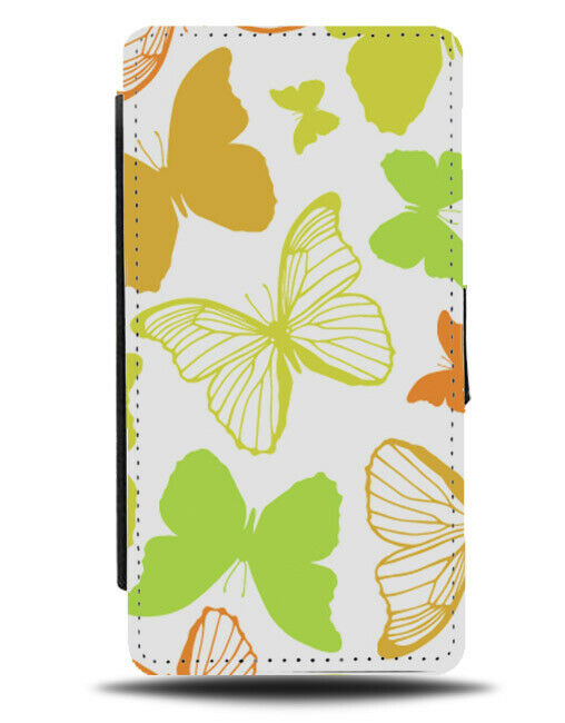 Green and Orange Flip Wallet Case Butterflys Butterfly Butterflies Wings E931