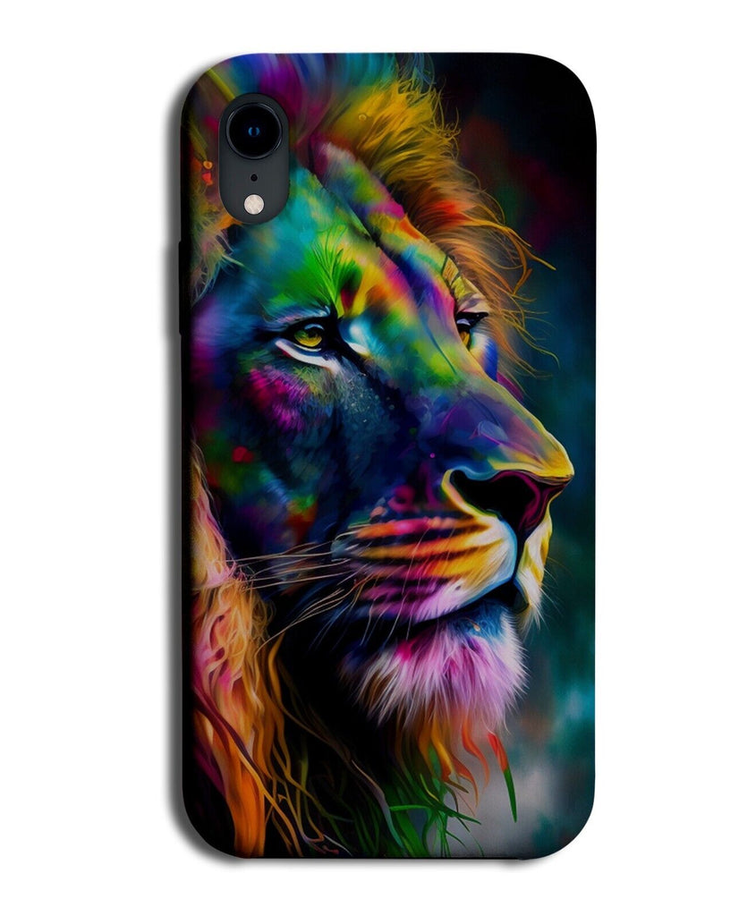 Multicoloured Lion Watercolour Painting Phone Case Cover Lions Oil Artwork AV97