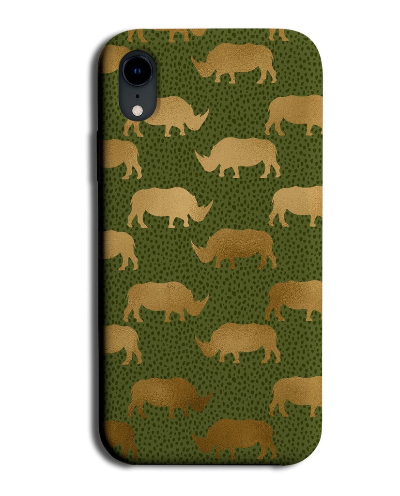 Gold and Green Rhinos Phone Case Cover Rhino Shapes Shape Golden Africa AC29