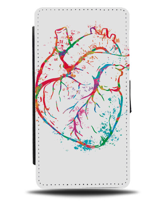Watercolour Heart Art Flip Wallet Case Artwork Water Colour Hearts Design N023