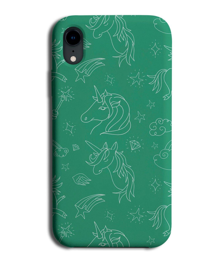 Green Horse Pattern Phone Case Cover Horses Drawings Picture Patterned J543