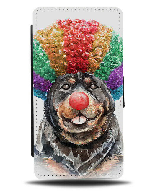 Rottweiler Clown Flip Wallet Case Clowns Colourful Wig Funny Rottweilers K744