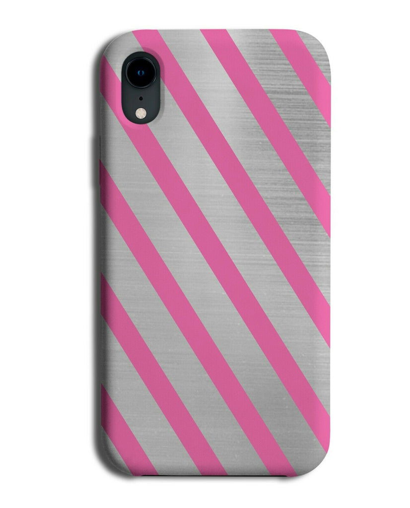 Silver & Hot Pink Striped Phone Case Cover Pattern Design Lines Grey i832