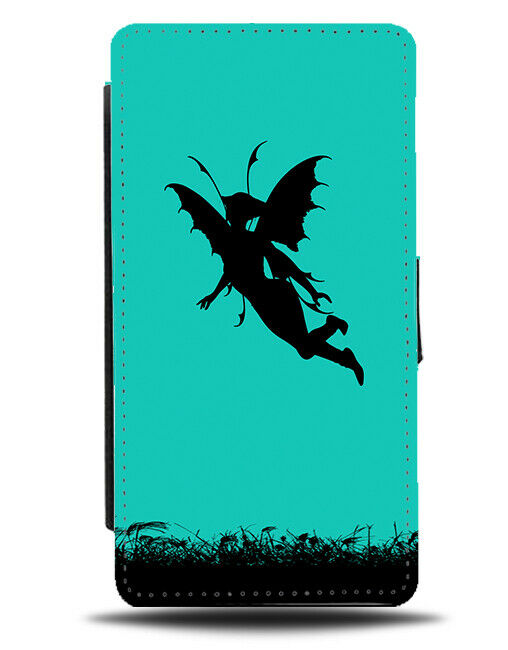 Fairy Silhouette Flip Cover Wallet Phone Case Fairies Turquoise Green i271