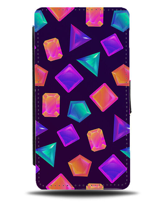 Colourful Crystals Pattern Flip Wallet Case Crystal Gem Gems Girls Girly K778
