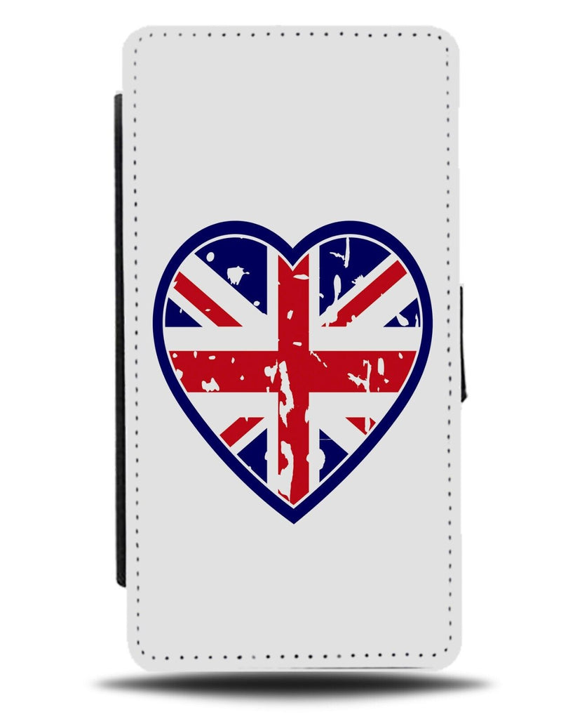 Grunge Union Jack Flag Love Heart Flip Wallet Case UK Flag Shape Hearts DG26