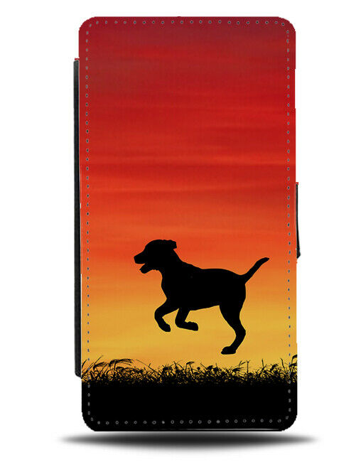 Dog Silhouette Flip Cover Wallet Phone Case Dogs Puppy Sunset Sunrise Photo i237