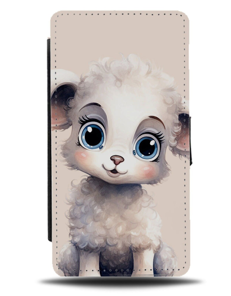 Baby Sheep With Big Blue Eyes Flip Wallet Case Baby Blues Lamb Cute Sweet BZ37