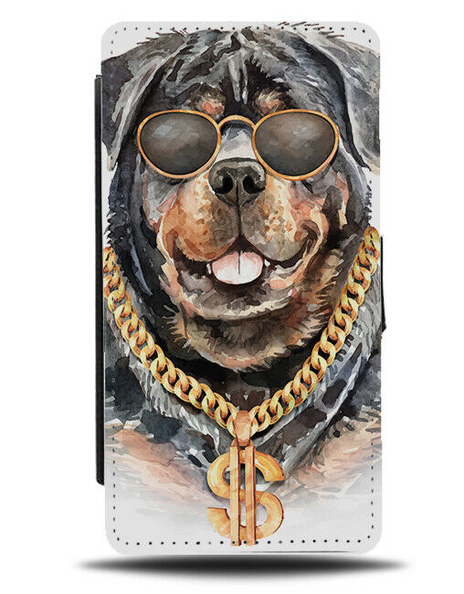Gangster Rottweiler Flip Cover Wallet Phone Case Funny Rottweilers Dog si497