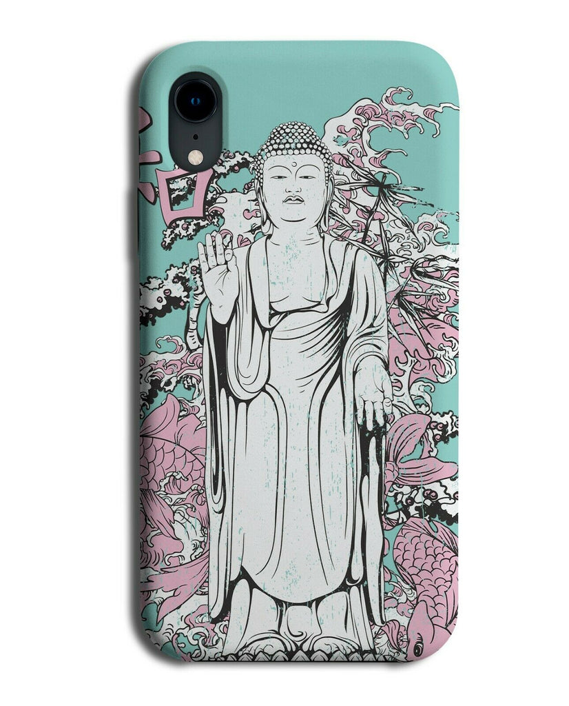 Grey Buddha Statue With Pink Waves Wave Sea Ocean Phone Case Cover Anime E361