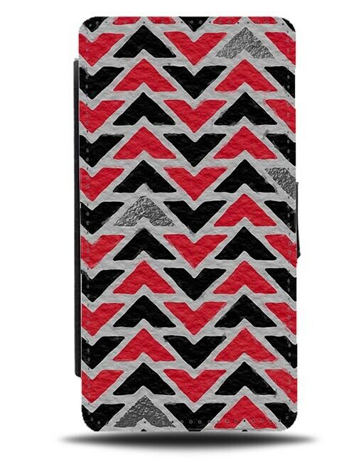Grey Red and Black Geometric Shapes Flip Wallet Case Triangles Triangle F171