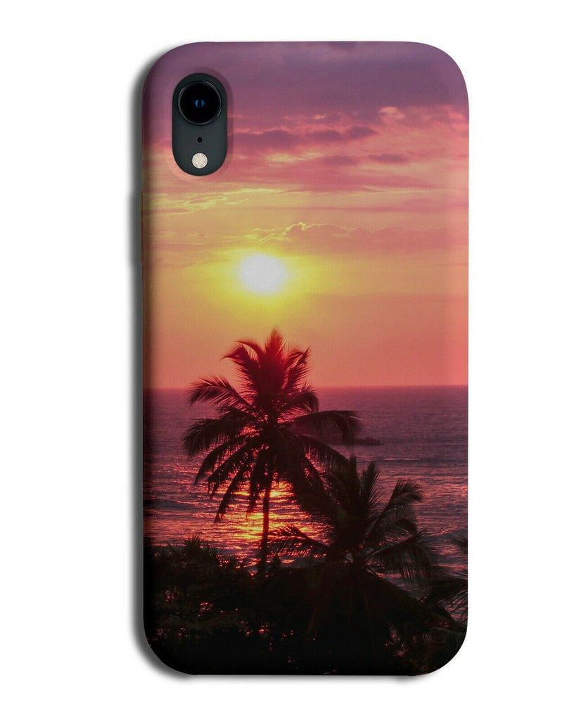 Sunset On The Ocean Phone Case Cover Stunning Beach View Views Palm Tree H251