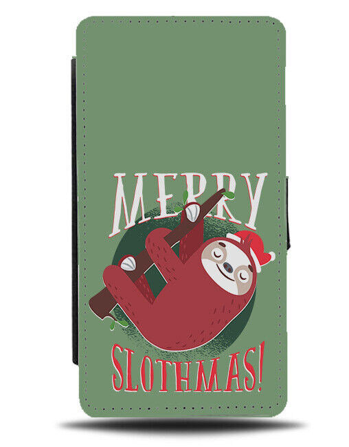 Merry Slothmas Flip Wallet Case Sloth Sloths Christmas Xmas Funny Cartoon K288