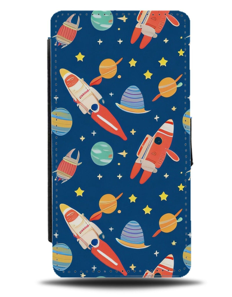 Carton Rockets In Space Flip Wallet Case Rocket Spaceship Spaceships Ship CQ21