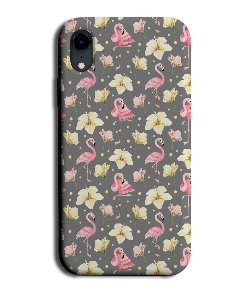Grunge Flamingos Phone Case Cover Flamingo Bird Birds Pattern Light Grey AA21