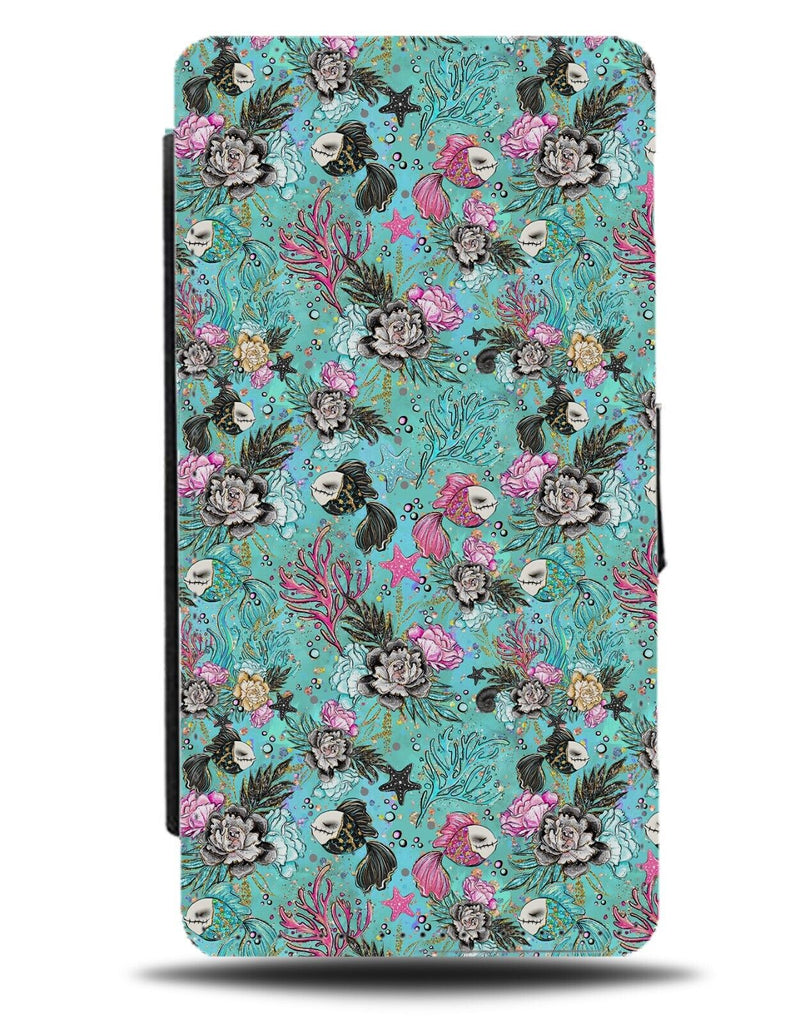 Green Mermaid Seaweed Flip Wallet Case Sea Weed Shells Pink Grunge Goth CF25