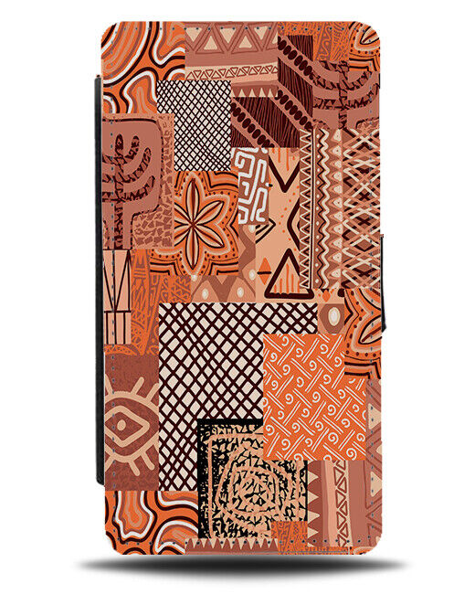 African Tribal Mix Print Flip Wallet Case Pattern Seams Traditional Africa AB44