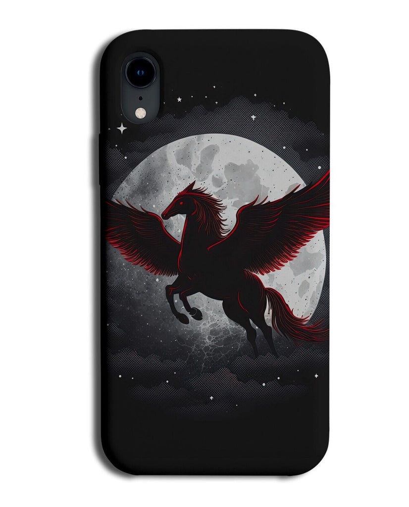 Dark Red Pegasus Flying Phone Case Cover Horse Majestic Full Moon Creature Q826A