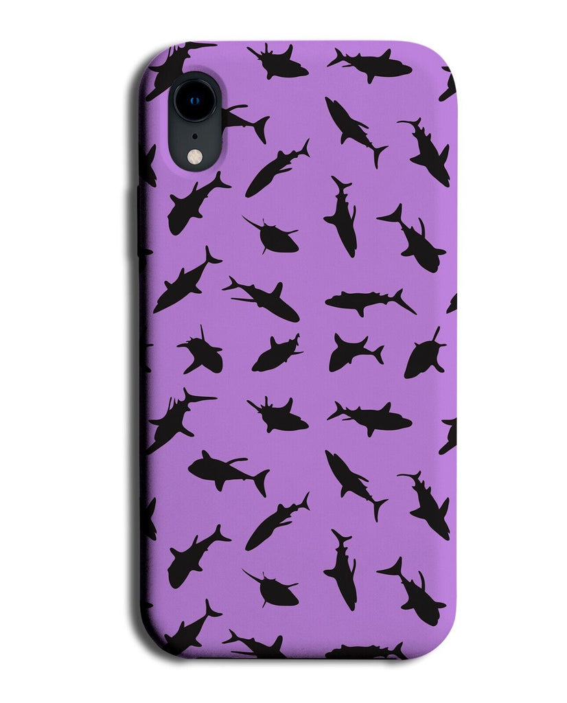 Purple & Black Great White Shark Shapes Phone Case Cover Silhouette Sharks Ba77