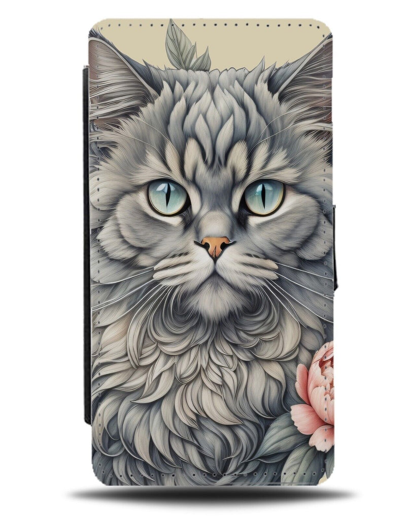 Watercolour Persian Cat Flip Wallet Case Persia Persion Breed Grey Kitten DG81