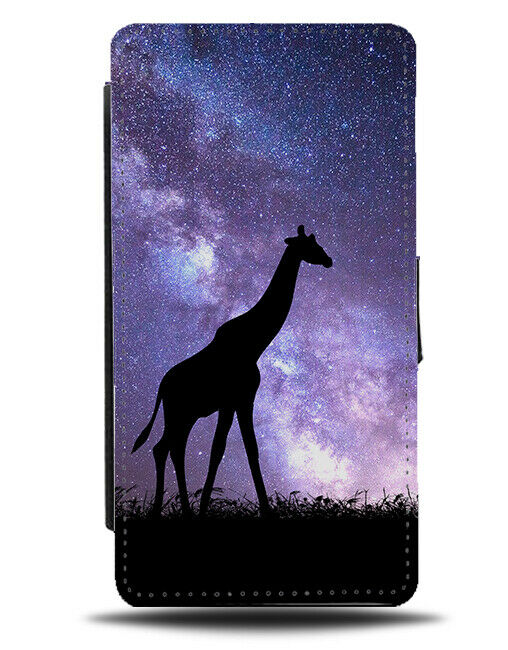 Giraffe Silhouette Flip Cover Wallet Phone Case Giraffes Moon Universe i210
