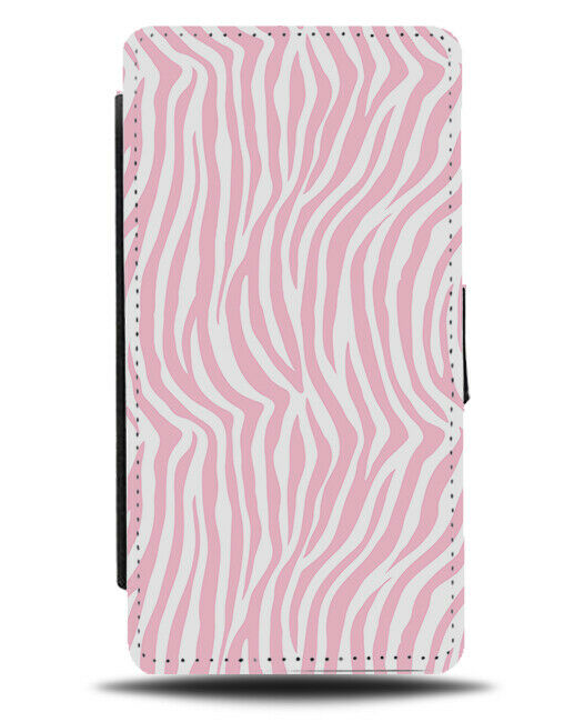 Zebra Print Flip Wallet Case Light Pink Coloured Animal Skin Marks Design F105