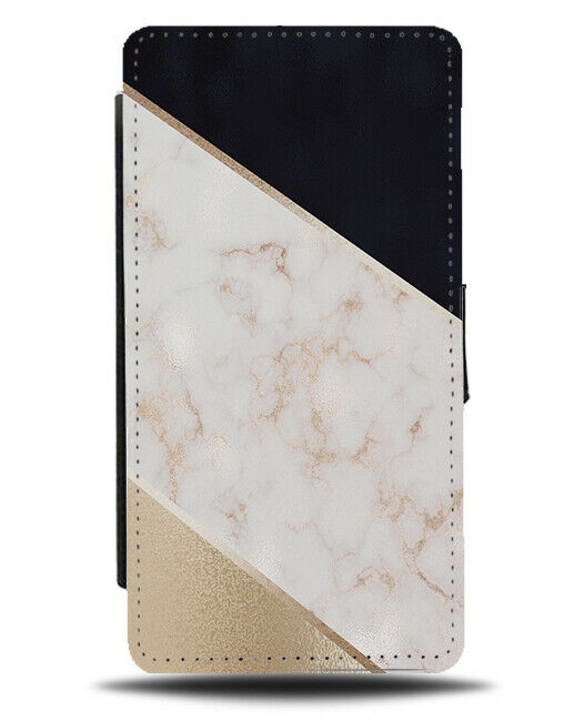 Rose Gold Wavy Marble Design Flip Wallet Case Golden Shade Shades F982