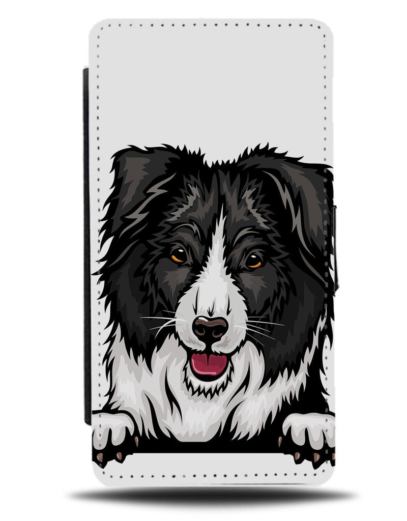 Funny Peeking Border Collie Dog Flip Wallet Case Collies Humour Novelty AE80