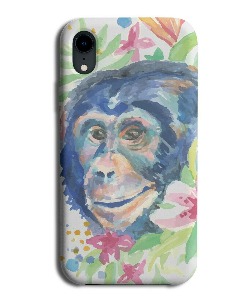 Colourful Chimp Oil Painting Phone Case Cover Monkey Flower Floral Flowers E408