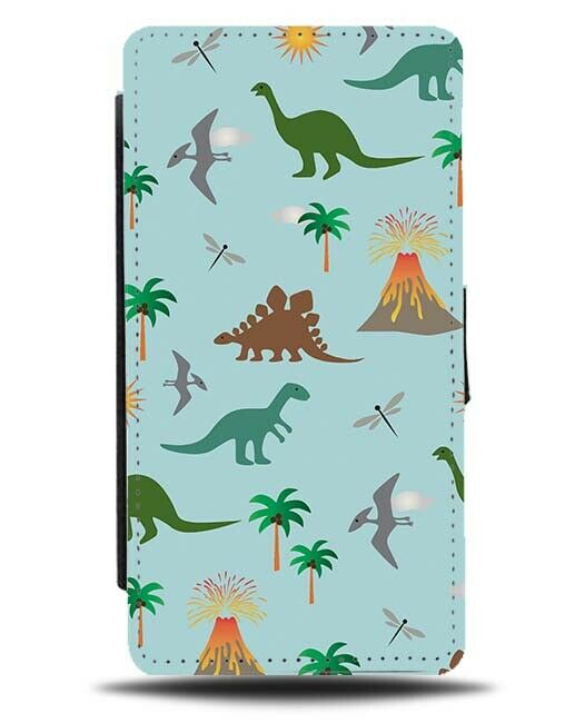 Dinosaur Volcano Flip Wallet Case Volcanos Dinosaurs Print Pattern Volcanic F597