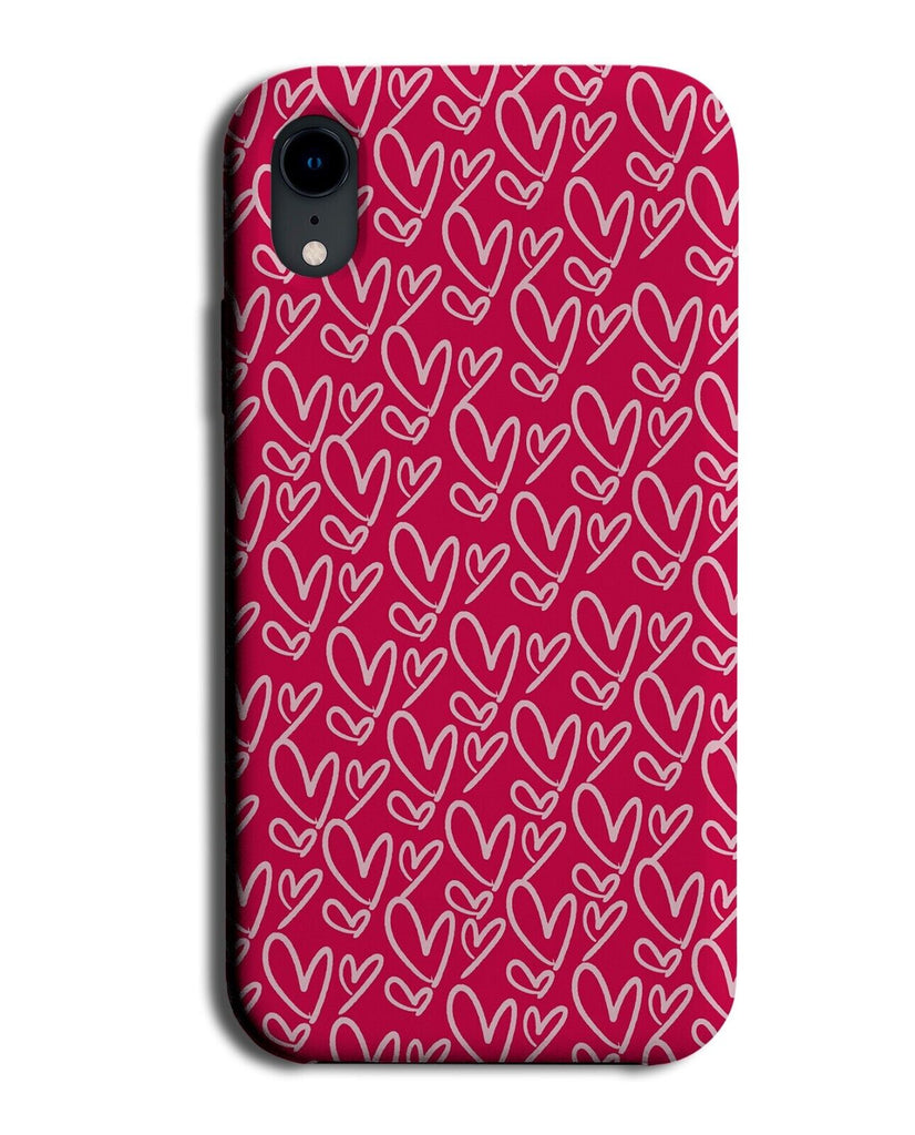Hot Pink Love Heart Doodles Phone Case Cover Doodle Shapes Handdrawn Grunge CF66