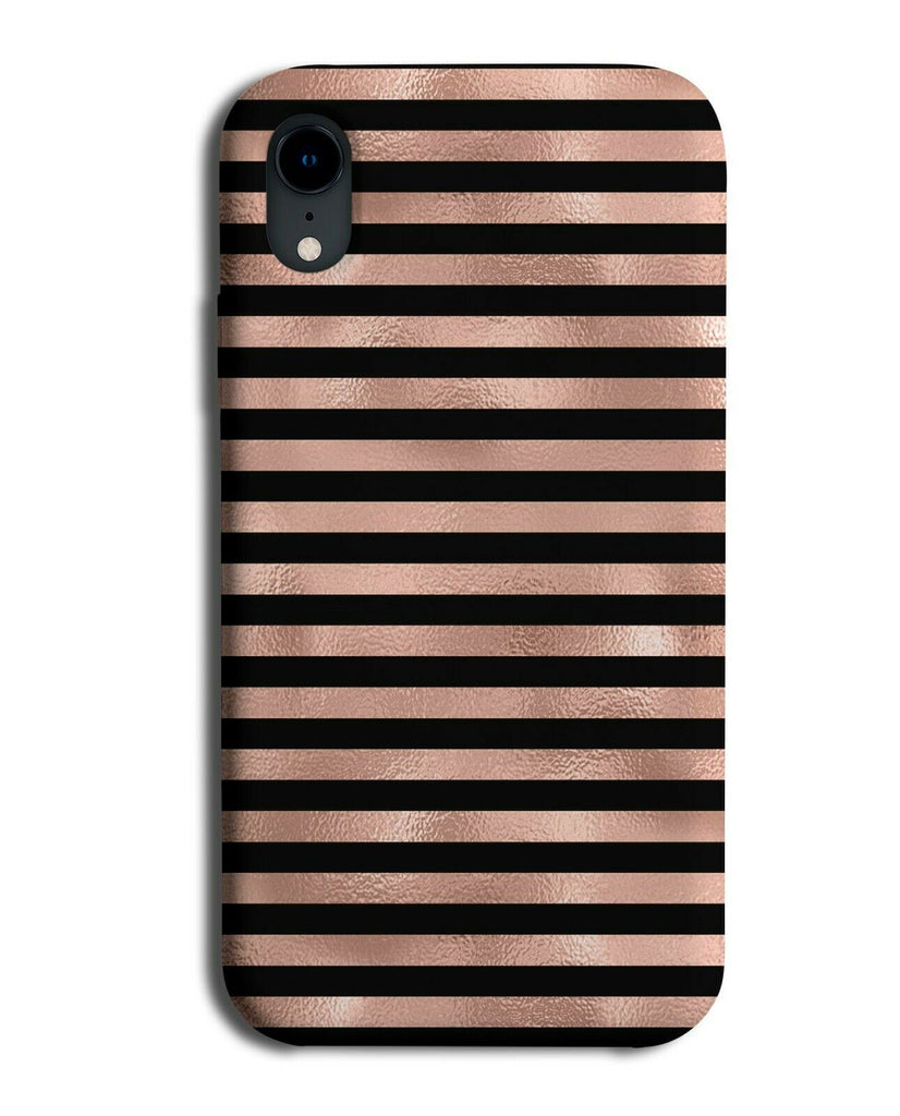 Dark Black and Rose Gold Striped Pattern Design Phone Case Cover Patterned G043
