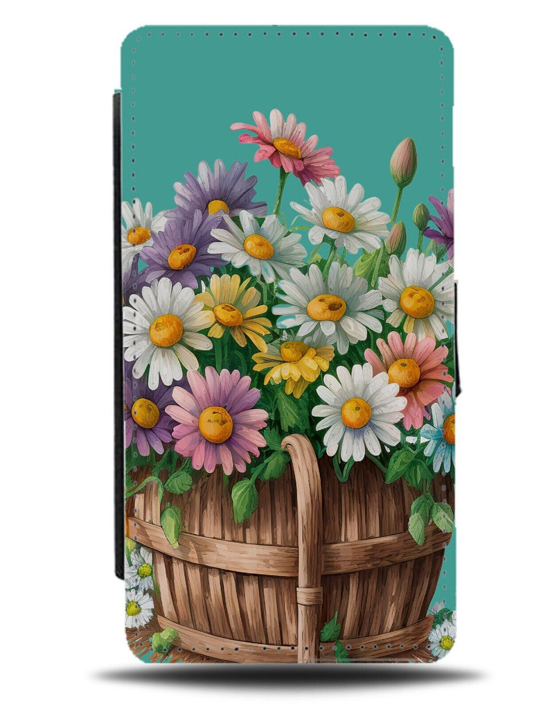 Colourful Daisies In A Wicker Basket Flip Wallet Case Daisy Flowers Floral AF10