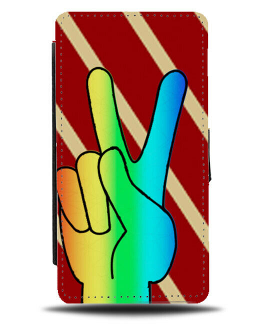 Peace Hand Symbol Flip Cover Wallet Phone Case Fingers Sign Multicoloured B932