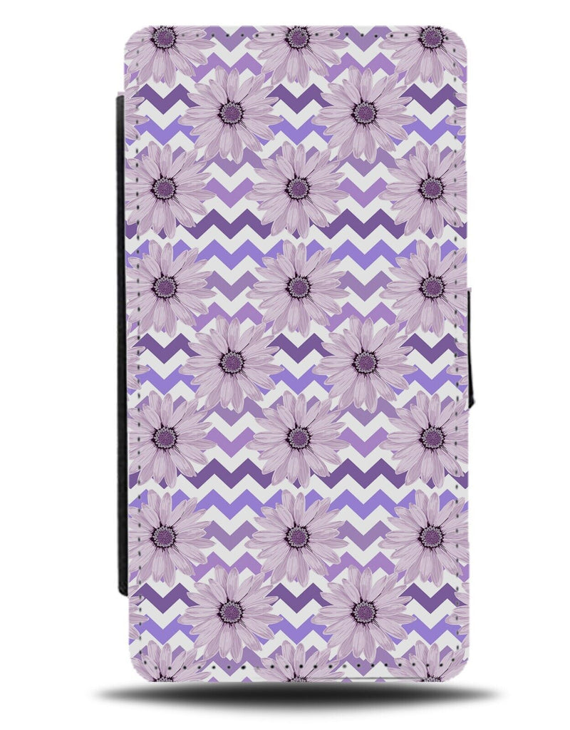 Purple Floral Jagged Design Flip Wallet Case Flowers Daisies Flowers Summer CK77
