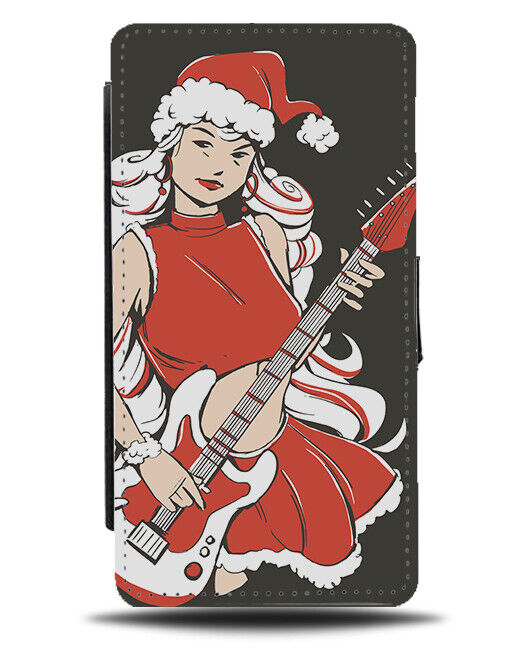 Christmas Rocker Chick Flip Wallet Case Chic Rock and Roll Girl Girls Guitar 921