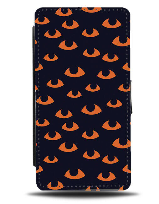 Orange Animal Eyes Flip Wallet Case Cat Dog Cats Catseyes Silhouette H766