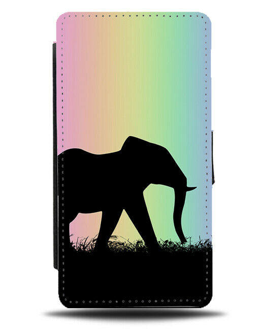 Elephant Silhouette Flip Cover Wallet Phone Case Elephants Colourful I084