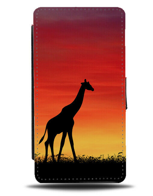 Giraffe Silhouette Flip Cover Wallet Phone Case Giraffes Sunset Sunrise i241