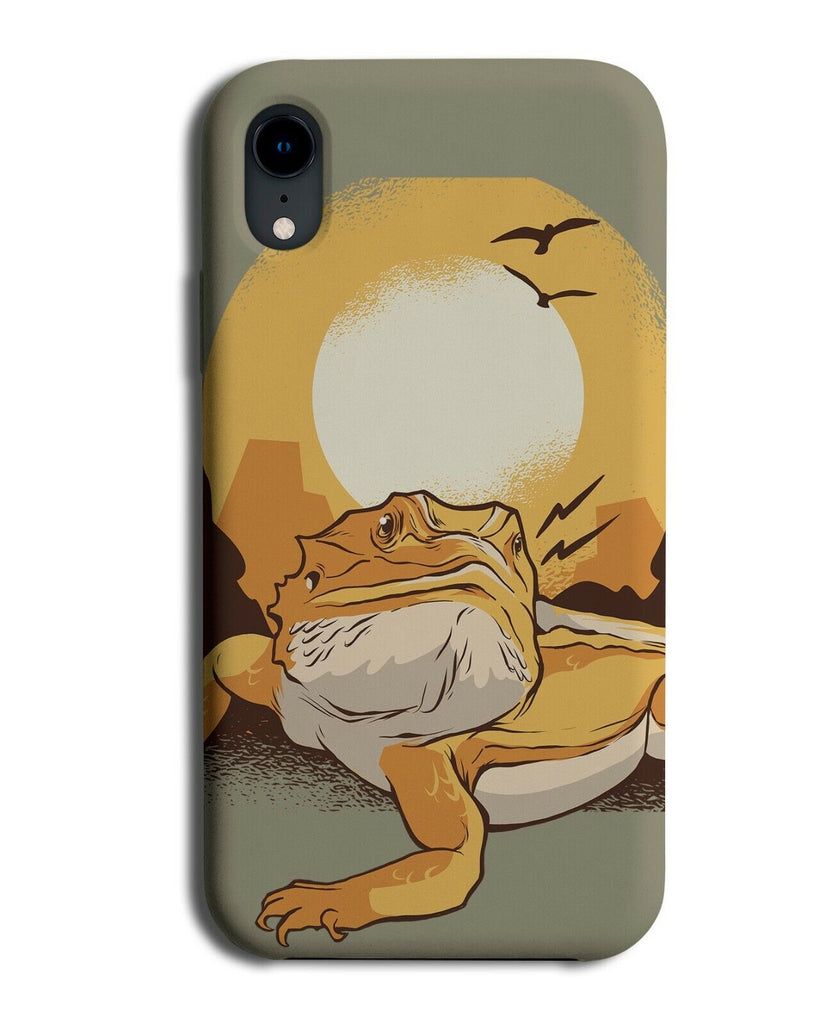 Bearded Dragon Cartoon Phone Case Cover In The Dessert Lizard Scene Nature K223